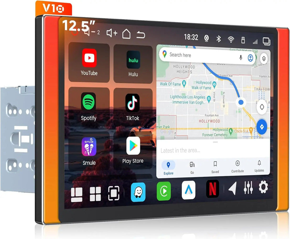 ATOTO V10G225OC 12.5" QLED Android Double DIN Car Stereo, 6GB+128GB, 4G LTE, In-Car Karaoke, Pro DSP with 4V RCA, 4-Channel Dash Cam Recording, Music-Sync Lighting, aptX HD Bluetooth, Wireless Apple CarPlay & Android Auto