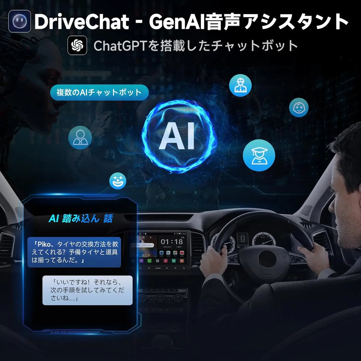 ATOTO A5LG211T 10.1インチ 2Din ディスプレイ オーディオ バックカメラ連動、Androidナビ、ワイヤレスCarPlay/Android Auto、タッチスクリーンBluetoothカーステレオ、Wi-Fi/BTテザリング、内蔵DSP、2G+32G、MirrorLink、FM/AM、USB/TF再生、GPSトラッキング
