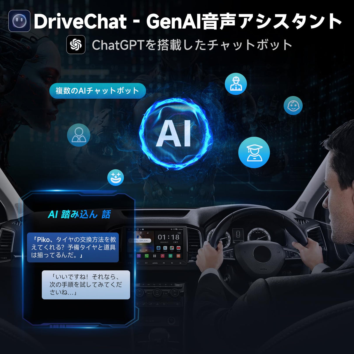[10.1インチ] ATOTOZONE A5L Android 2DINディスプレイオーディオ、アンドロイドナビ、Wi-Fi/BTテザリングに対応、タッチスクリーンカーステレオBluetooth、ワイヤレスCarPlay/Android Auto、内蔵DS​​P、2G+32G、MirrorLink、FM/AM、USB/ TF再生、GPSトラッキング、バックカメラ連動