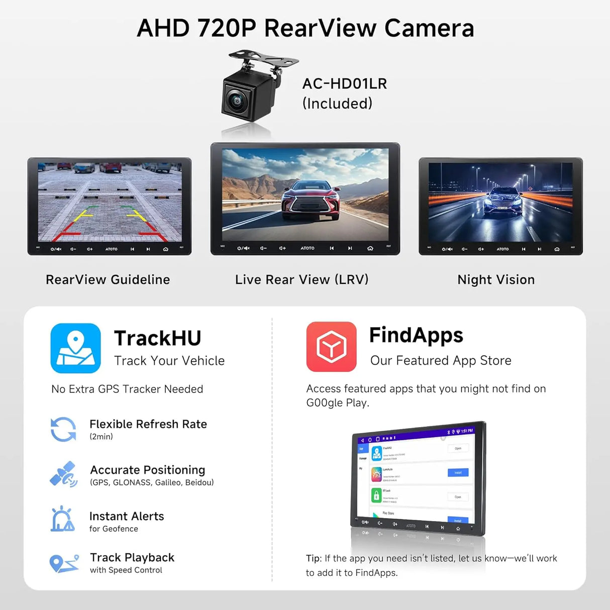 ATOTO A5LG209T 9" Double DIN Car Stereo, Touchscreen, Backup Camera, 2+32G, Wireless CarPlay and Android Auto, GPS, WiFi, Bluetooth, 24-Band EQ, USB