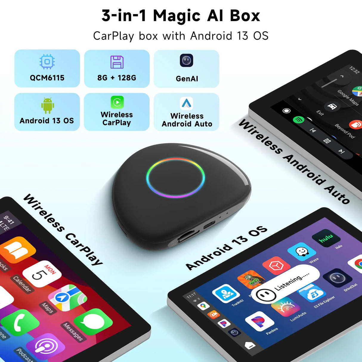 ATOTO CarWave CB6 Magic AI Box Wireless CarPlay & Android Auto, OBD II