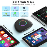ATOTO CarWave CB6 Magic AI Box - Wireless CarPlay & Android Auto, Android 13 OS, 8-Core, 8G+128G, Car Streaming Video Box for Netflix, Spotify, 4G LTE, WiFi, Dual Bluetooth, OBD II, microSD, OTA, Gray