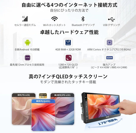 ATOTO S8G2C74MS 7インチ 2Dinディスプレイオーディオ バックカメラ付き・内蔵4G LTE・8コア4G+32G・ワイヤレスCarPlay/Android Auto・デュアルBluetooth・WiFi/USBテザリング・GPSナビ・ChatGPT AI対話・HD LRV【技適認証済】 