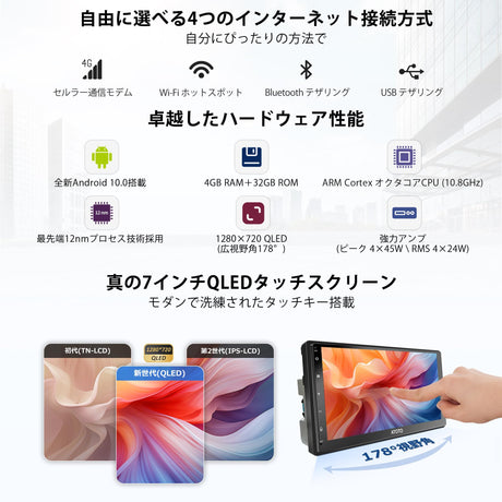 ATOTO S8G2C74MS 7インチ 2Dinディスプレイオーディオ バックカメラ付き・内蔵4G LTE・8コア4G+32G・ワイヤレスCarPlay/Android Auto・デュアルBluetooth・WiFi/USBテザリング・GPSナビ・ChatGPT AI対話・HD LRV【技適認証済】 
