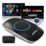 ATOTO CarWave CB4DT Wireless CarPlay Adapter Ai Box with OBD2 Scanner Car Video Streaming Plug & Play for iPhone & Android Auto with ChatGPT Supports YouTube Netflix 256GB Max HDMI
