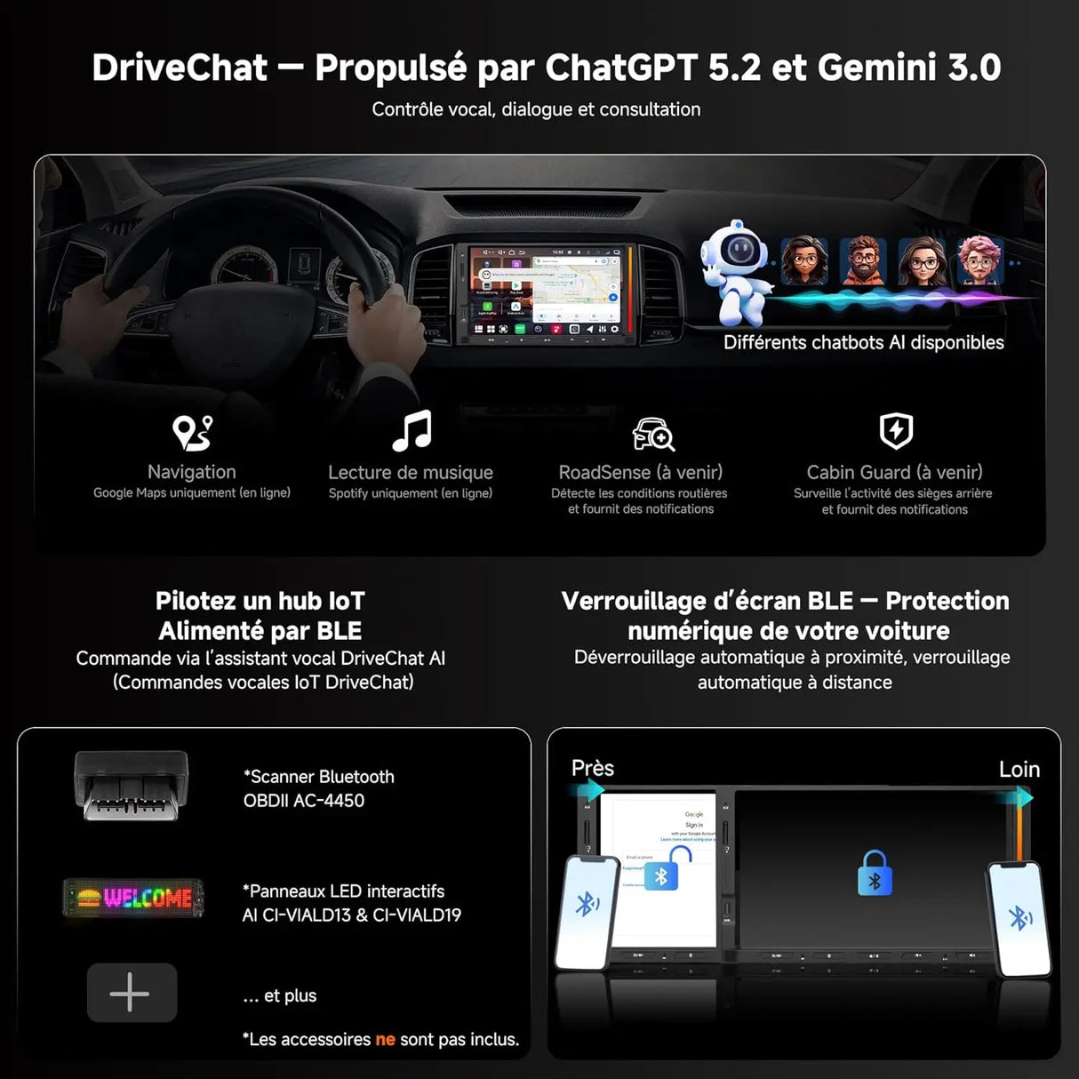 ATOTO V10G2D7OC Autoradio 2 DIN Android 7" QLED, Karaoké embarqué, Enregistrement simultané 4 caméras, Wireless CarPlay & Android Auto, 4G LTE/Wi‑Fi, aptX HD Bluetooth