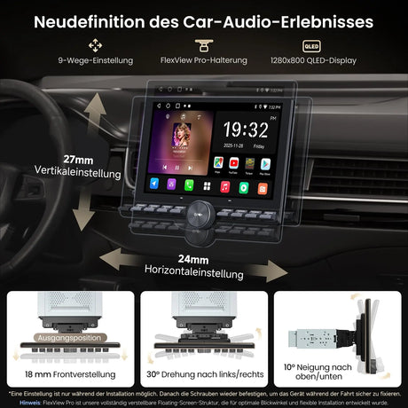 ATOTO A5LG110PT-S01 10 Zoll Android Autoradio mit Rückfahrkamera, kabelloses CarPlay & Android Auto, schwebender Bildschirm für 1 DIN & 2 DIN, Wi-Fi/Bluetooth/USB, Mirror Link, EQ, DSP, LRV