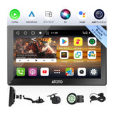CarPlay/Android Autoワイヤレス対応 9インチ携帯型ラジオカーステレオ、2G+32GB アンドロイドヘッドユニット、1280*720 HD QLEDタッチスクリーン、Bluetooth、FM、Wi-Fi、ミラーリンク、GPS カーナビ カープレイディスプレイ オーディオオートバックス、カーオーディオレシーバー、マルチメディアシステム (P9SD) 