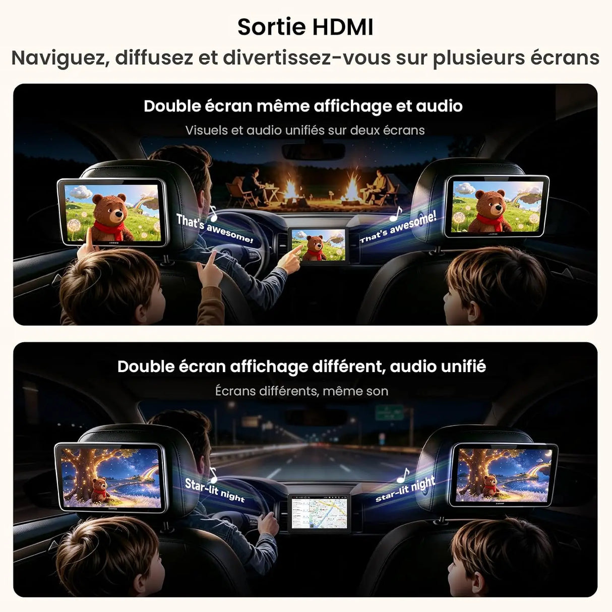 ATOTOEXCEL V10 10.1 Pouces 2 DIN & 1 DIN Autoradio Android, 6G+128G, 4G LTE/Wi-FI, Karaoké embarqué,DVR 4 canaux,DSP 32 Bandes,CarPlay&Android Auto sans Fil, BLuetooth5.4 Con aptX HD, Suivi GPS