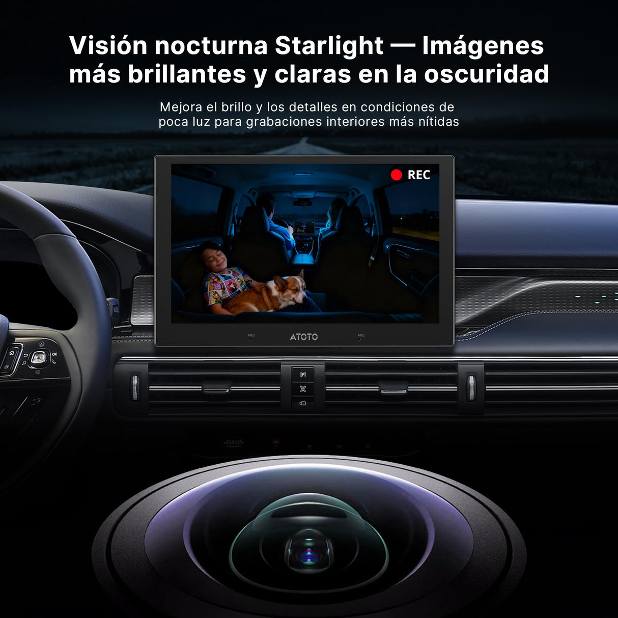 ATOTO AC-HN9CBV2 Cámara Interior Frontal AHD 1080p 30fps, Visión Nocturna Starlight, Gran Angular 135°, Bucle, Parking Mode, Compatible Solo Serie V10