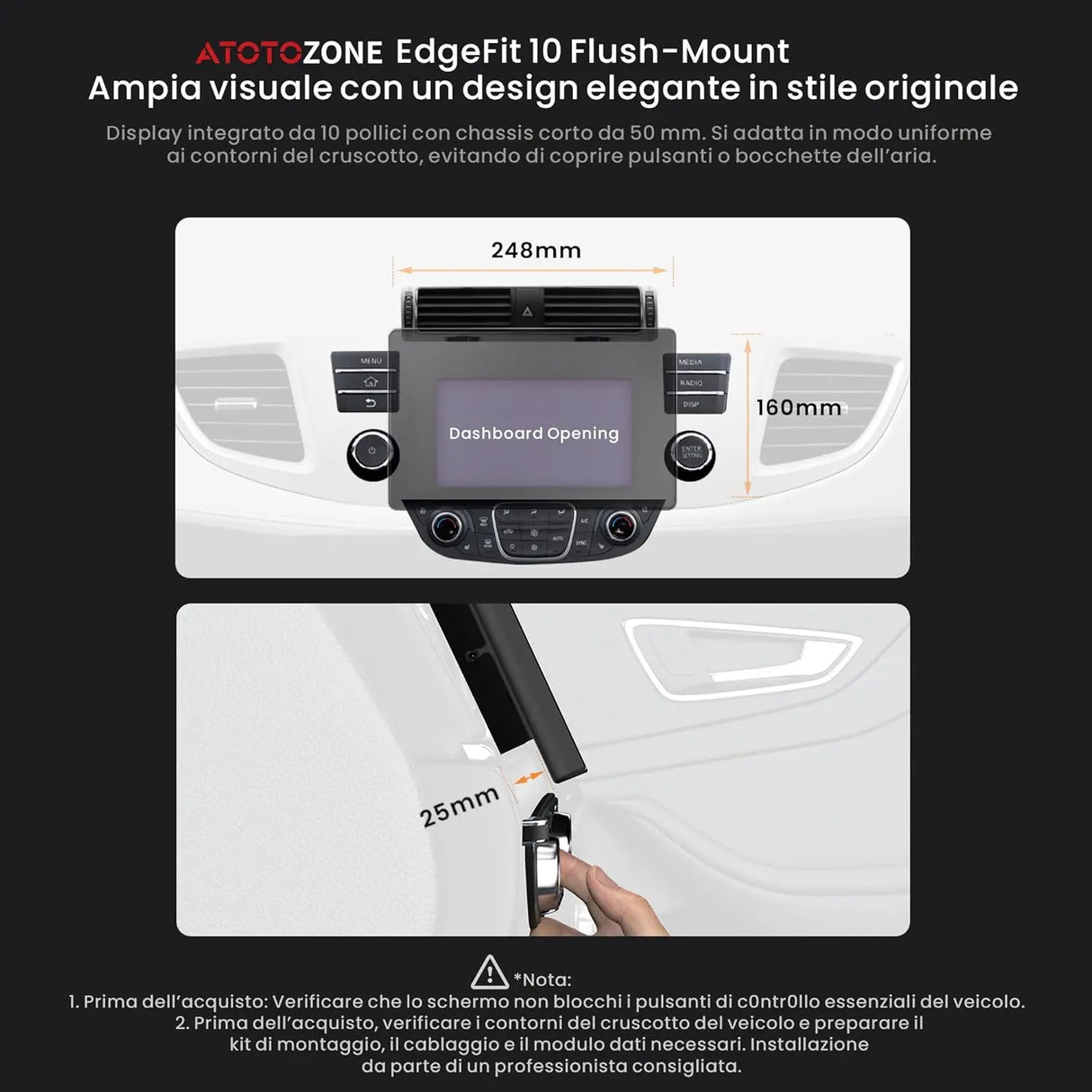 ATOTO X10DG211E Autoradio 2 DIN 10" QLED DAB, 8+128G, CarPlay Wireless, Android Auto Wireless, 4G LTE, Assistente Vocale AI, Tracciamento GPS, Doppio Microfono & Bluetooth, LRV, 36B-EQ, Ingresso HDMI
