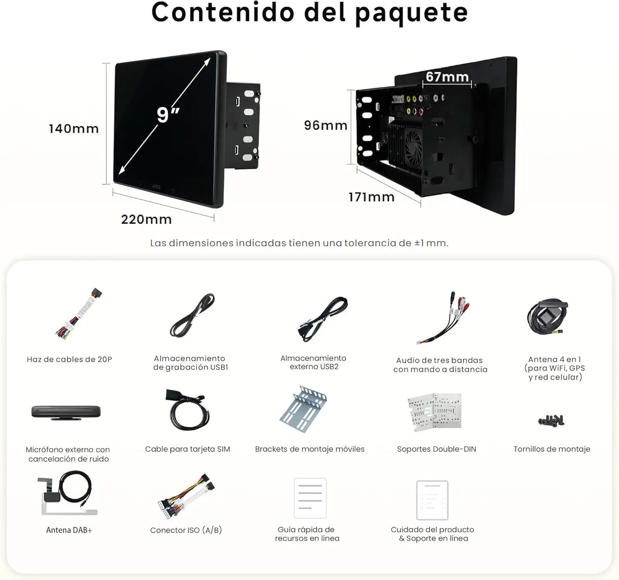 ATOTO X10DG209E Radio 2 DIN Android 9" QLED DAB, 8GB+128GB, CarPlay y Android Auto Inalámbricos, 4G LTE, Asistente de Voz AI, GPS, Micrófono Dual, Bluetooth, LRV, 36B-EQ, Entrada HDMI