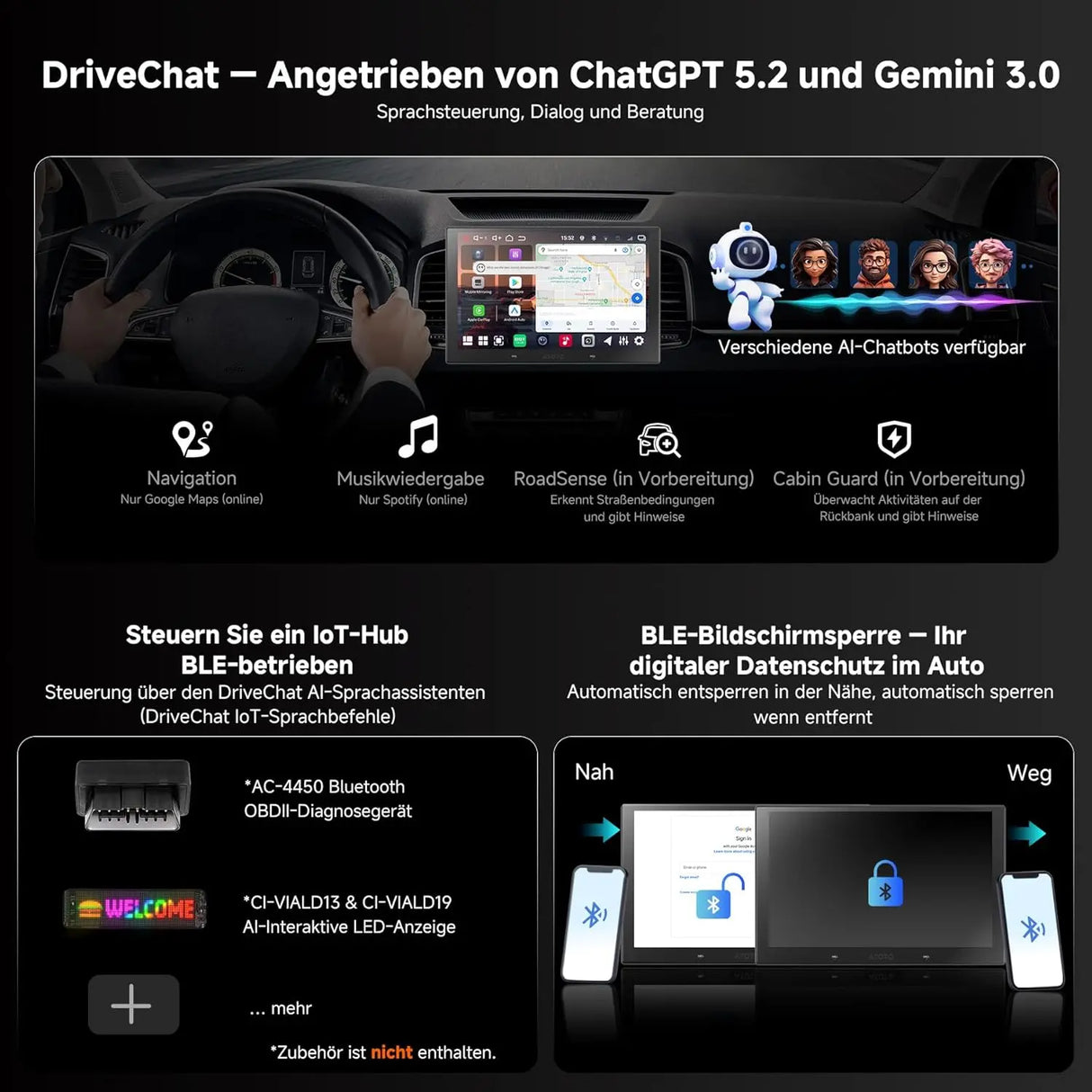 ATOTO V10G211OC 10-Zoll Android Doppel-DIN Autoradio, 6GB+128GB, Bluetooth 5.4/Wi-Fi, Wireless CarPlay & Android Auto