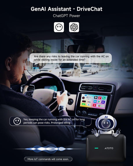 ATOTO CB4B Upgraded Wireless CarPlay Adapter & Android AI Box with OBD2 Scanner, Plug & Play Car Smart Box, AI DriveChat, Dual WiFi, OTA, 4G+32G