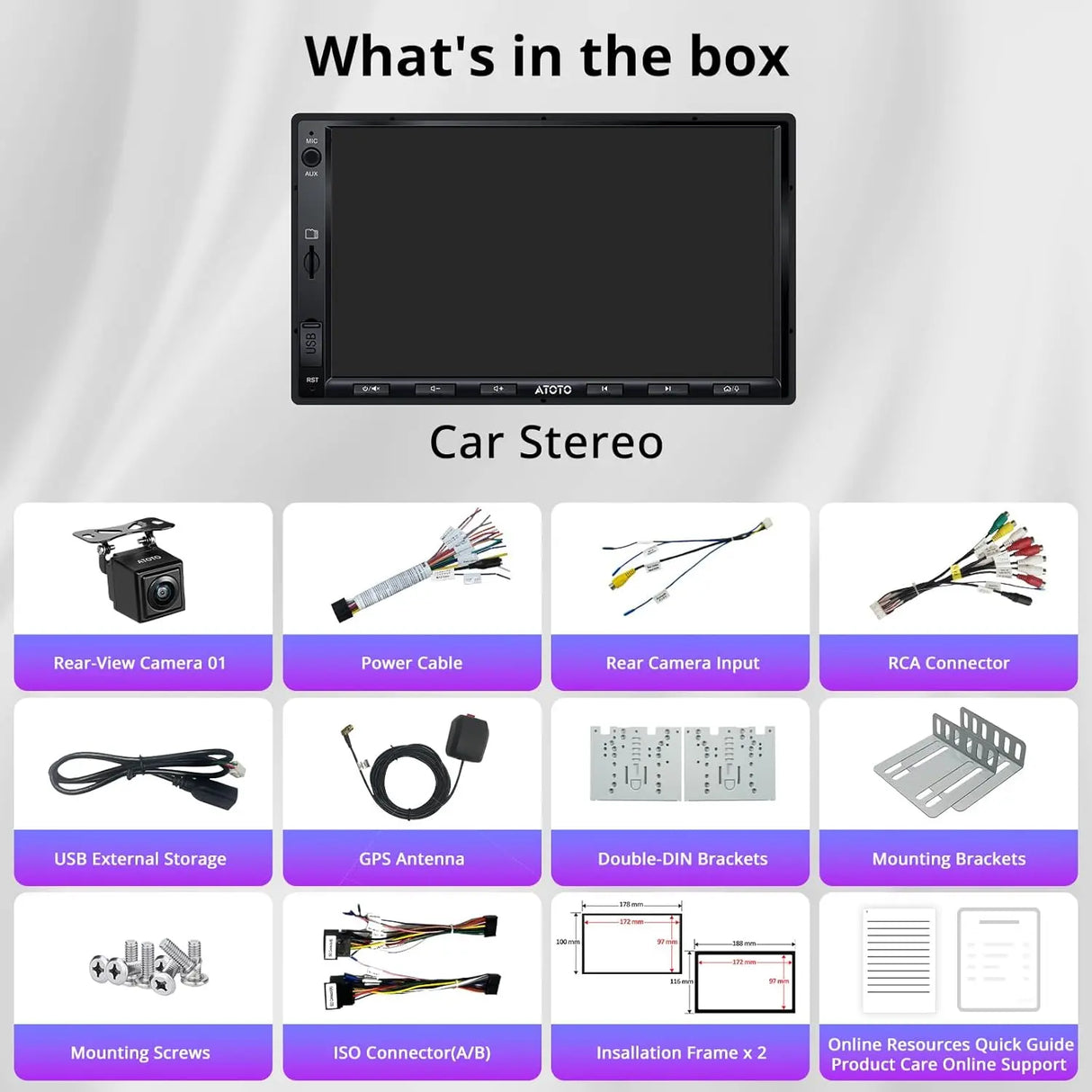 ATOTO A6G2A7PF-S01 7" Android Double DIN Car Stereo with Backup Camera, Wireless CarPlay & Wireless Android Auto, in-Dash Navigation, GPS Tracking, Dual Bluetooth, HD LRV, Mic, 2G+32GB