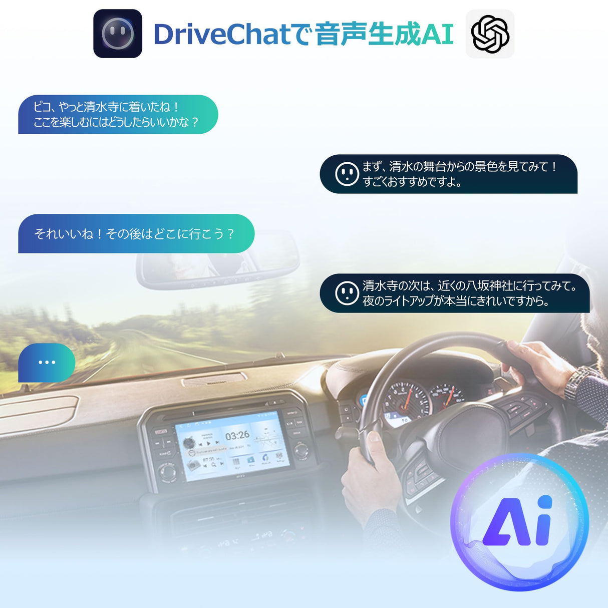 A5L ダブルDINカーステレオ | 7インチHDタッチスクリーン | 2GB+32GBメモリ | Bluetooth &amp; WiFi 接続対応 | GPSナビゲーション | 無線&amp;聴く Android Auto &amp; CarPlay対応 | AIアシスタント機能搭載