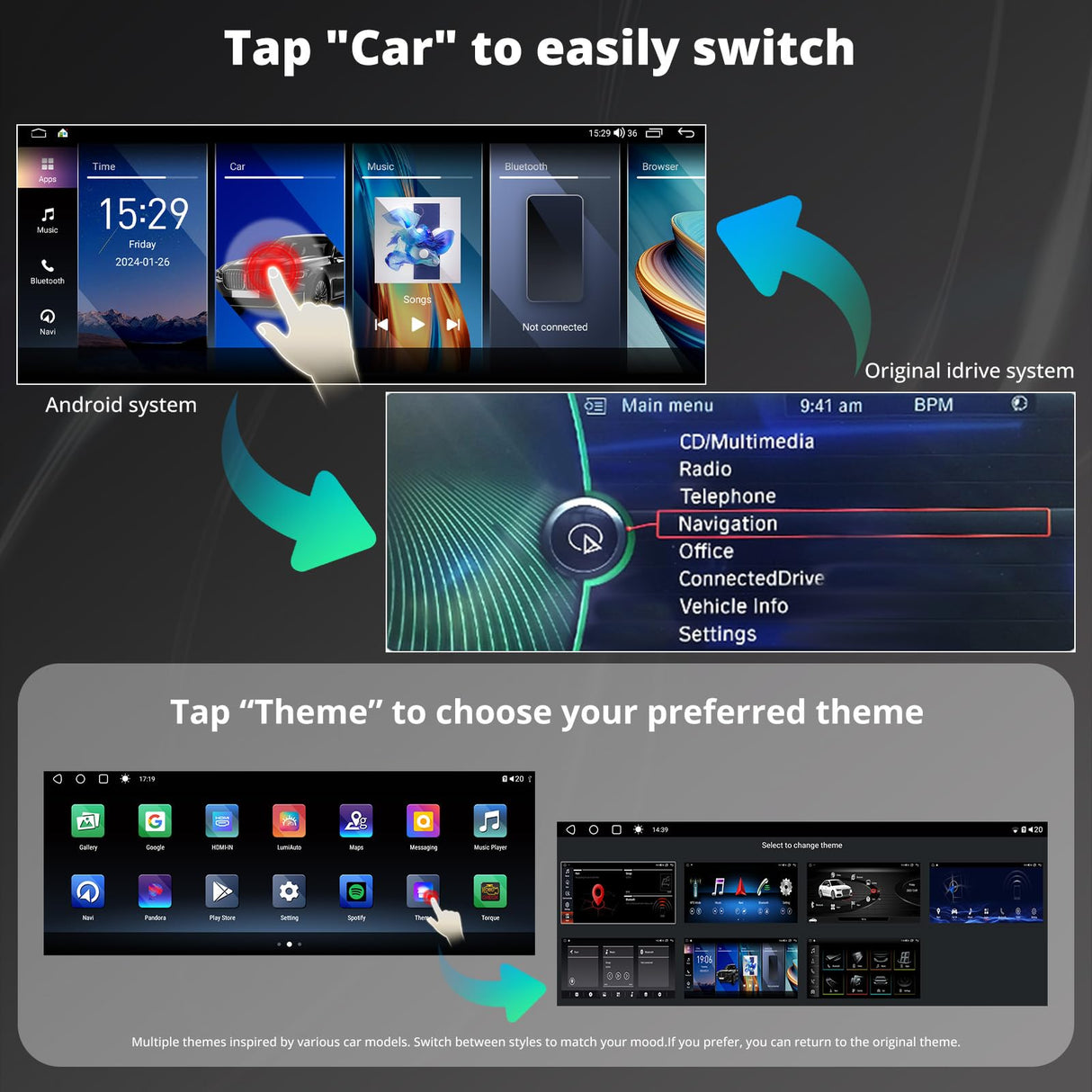 ATOTO 12,3" Autoradio CarPlay Display und Android Auto, kompatibel mit BMW 5er-Serie F10 F11 CIC-System (2011-2012), alle Originalfunktionen erhalten, GPS-Tracking, DriveChat AI, 2 Bluetooth, 4G LTE 