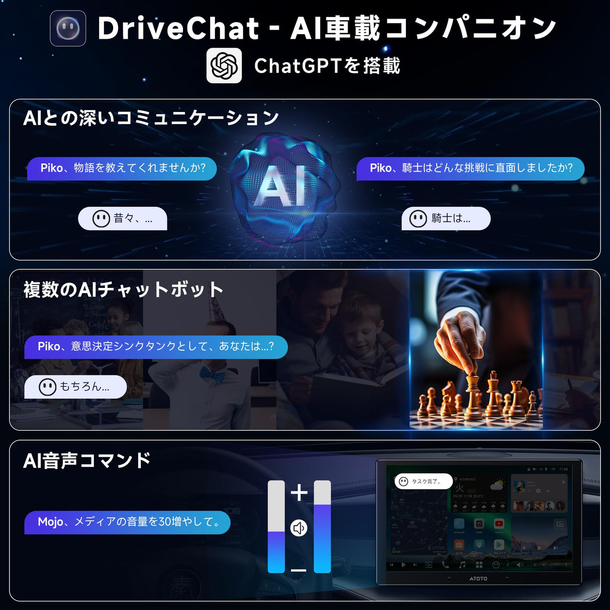 [9インチ QLED] ATOTOZONE X10G209E Androidカーナビ、ダブルDINカーステレオ、8+128G、ワイヤレスCarplay &amp; Android Auto、4G LTE、AIボイスアシスタント、GPSトラッキング、デュアルカメラ入力＆マイク、2 Bluetooth、LRV、SVC、36B- EQ，HDMI入力，スプリット・スクリーン