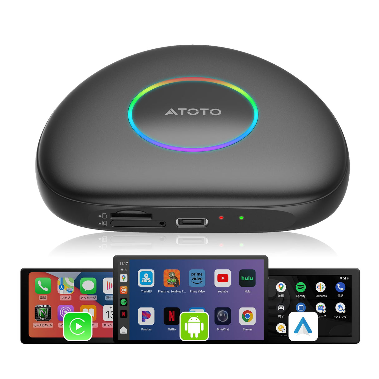 ATOTO CB6D Magic Box CarPlay Video Box - Wireless CarPlay & Android Auto, 8G+128G, Android 13 OS, Built-in 4G, WiFi, Dual Bluetooth, GPS, YouTube & Netflix Support, microSD & OTA