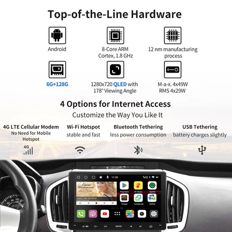 ATOTO S8G2099UN 9" QLED Double Din Car Stereo, Built-in 4G LTE, Wireless CarPlay & Android Auto in-Dash Navigation,4 * 49W Amp,8-Core 6G+128G