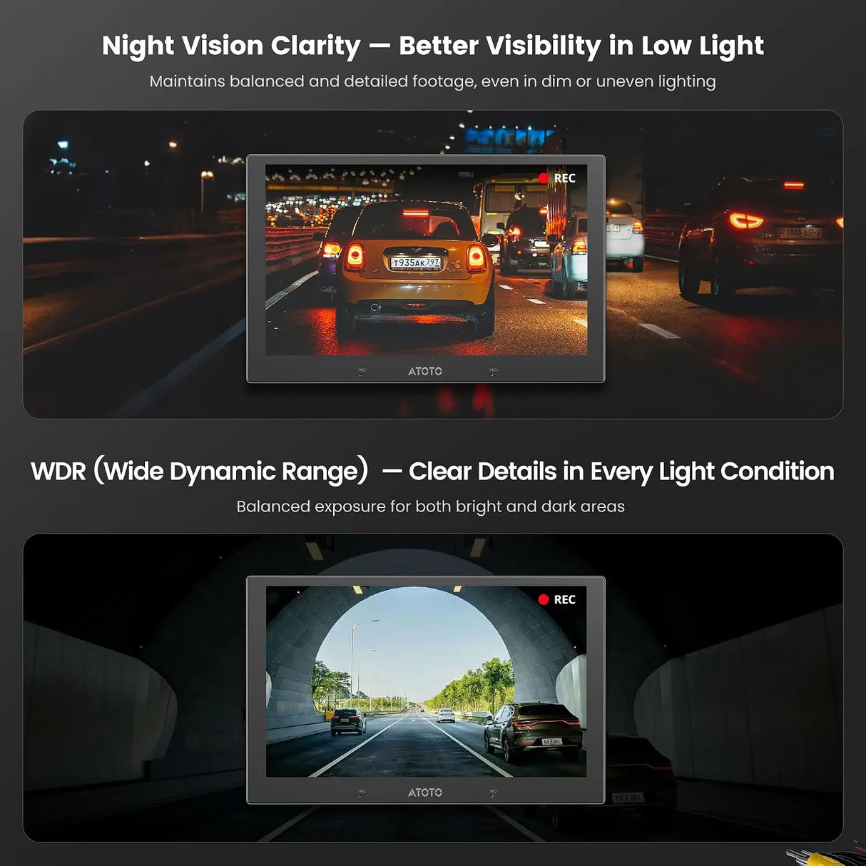 ATOTO AHD 1080P 30fps On Dash DVR Camera, 147.2° Wide Angle, Night Vision, WDR, Loop Recording & Emergency Video Lock，Parking Monitoring, GPS Track Playback, Only Compatible with S8L, AC-HD30BM