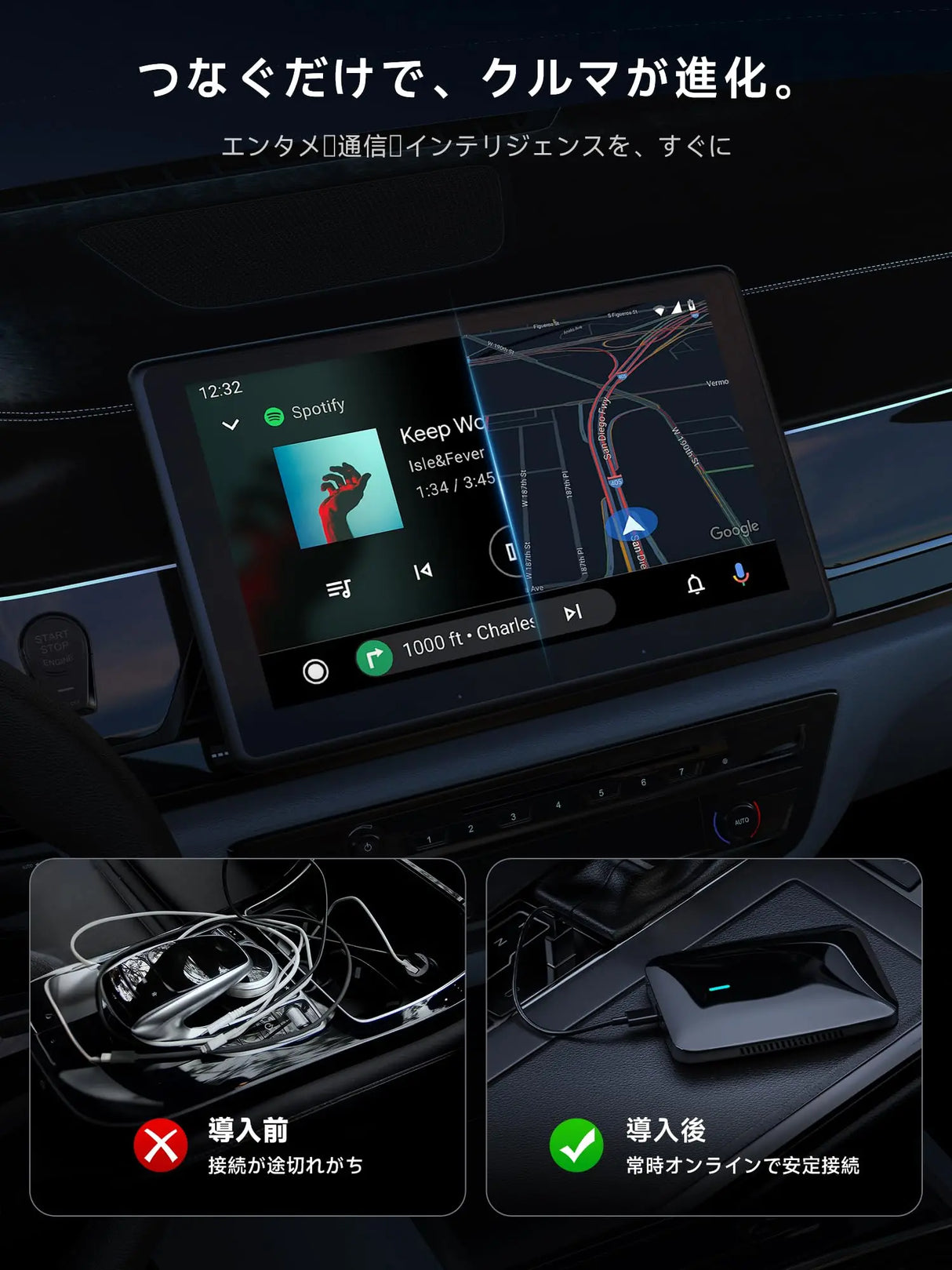 CarPlay AIボックス Netflix TFカード対応 ワイヤレス CarPlay AIボックス、Netflix/YouTube/TFカード対応 ワイヤレスCarPlay