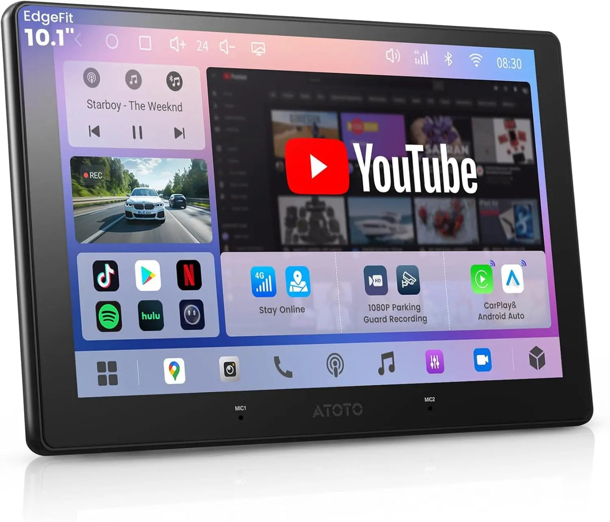 ATOTO A7G211PKL 10.1" QLED AI ChatGPT Double Din Car Stereo – Wireless CarPlay & Android Auto, 4GB+64GB, 4G/Wi-Fi/Dual Bluetooth/USB, 4V RCA, DSP/AMP/SUB, GPS