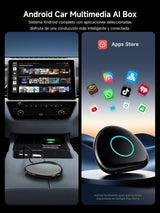 ATOTO CB6 Adaptateur CarPlay Sans Fil – Boîtier CarPlay IA, 8 Go+128 Go Boîtier Streaming pour Voiture avec 4G, Double Bluetooth, USB, GPS Intégré, Assistant IA, Extension microSD, OTA