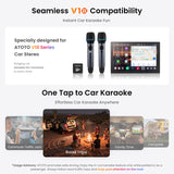 ATOTO AC-MICW2 Wireless Karaoke Microphone Kit – Dual Handheld Rechargeable Mics with Receiver, Low Latency, 49ft Range, 6H Playtime, Compatible with V10 Car Stereo