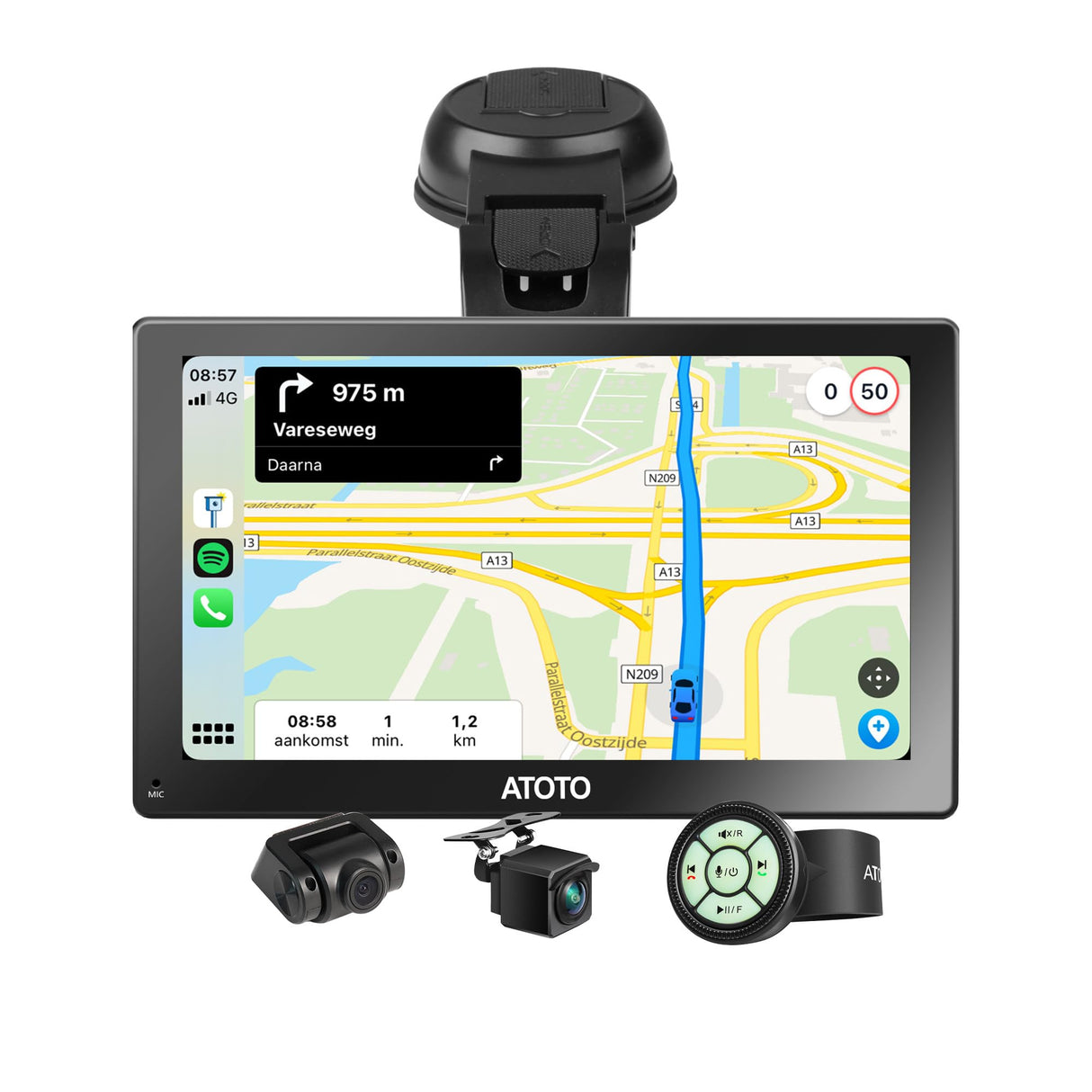 ATOTO P8 7" Portable Touchscreen Car Stereo with Bluetooth Wi-Fi, CarPlay and Android Auto Wireless, Multimedia Audio Player with GPS Tracking, MirrorLink