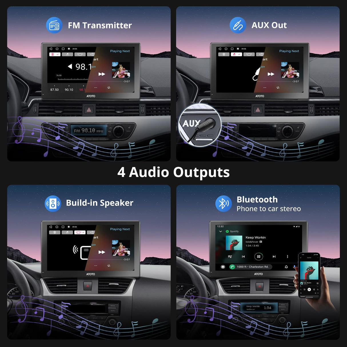 ATOTO P9 9" Portable Touchscreen Car Stereo with Bluetooth Wi-Fi, MirrorLink, Multimedia Audio Player with GPS Tracking