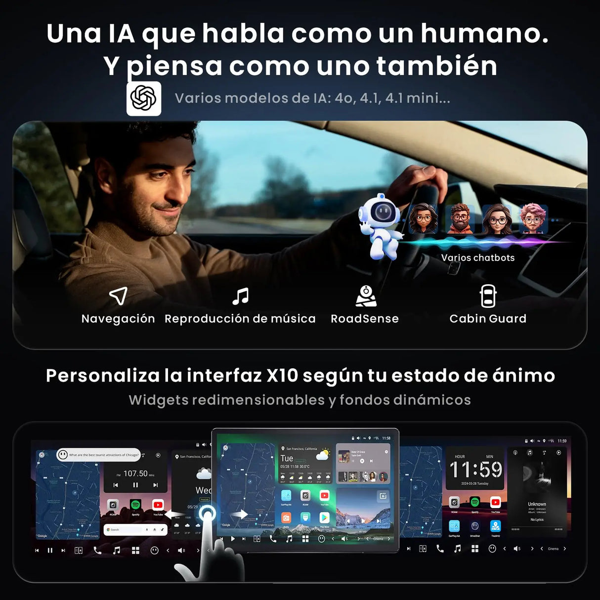 ATOTO 14.1" QLED X10G141E 1 y 2 DIN Radio Android, 8GB+128GB, Pantalla Flexview, Sonido 7.1.2 CH, CarPlay y Android Auto inalámbricos, 4G LTE, Wi-Fi Doble Banda, 36B-EQ, HDMI IN