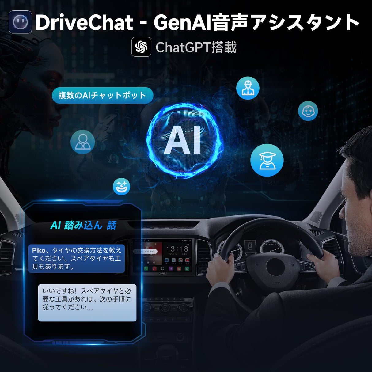 ATOTOZONE アンドロイドナビ 7インチ ディスプレイオーディオ 2DIN、ダッシュカムとリバースカメラを装備、CarPlay Android Autoワイヤレス＆有線、1280*720 IPSルーチスクリーン、GPSトラッキング、Wi-Fi/BT/USB テザリング、内蔵24 EQ DSP、2G+32G、FM/AM
