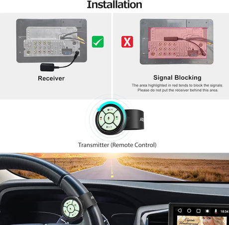 ATOTO AC-44F5 Kabelloses Bluetooth-Fernbedienungsgerät mit pulsierendem Licht, Plug and Play – Solo für ATOTO-Autoradio (X10, F7 und S8), nicht kompatibel mit der Version ATOTO A5 / A6 / S8 PN / S8 UN / S8 MS