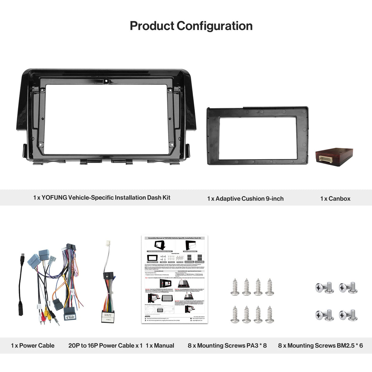 YOFUNG AC-HDCVC06X-ST Dash Installation Mounting Kit for Honda Civic 2016–2020 – Only Compatible with ATOTO IAH09D Car Stereo