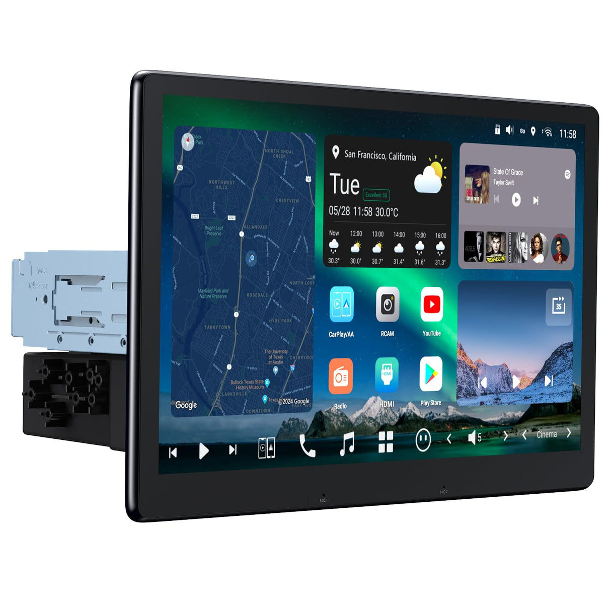 ATOTO X10G129E 12.9" Floating Screen Single Din Android Car Stereo, 8GB+128GB QLED Single Din Head Unit with Wireless CarPlay & Android Auto, 4G LTE, GPS, Dual Bluetooth, 36-Band EQ, AI Assistant