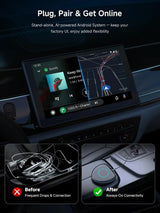 ATOTO CB6C CarPlay AI Box Adapter, Android Multimedia Magic Box with Built-in 4G LTE SIM Slot, Wireless CarPlay & Android Auto, Watch YouTube/Netflix/Disney+, 4GB+64GB, 8-Core, DriveChat AI, TF Card Support - Converts Wired to Wireless