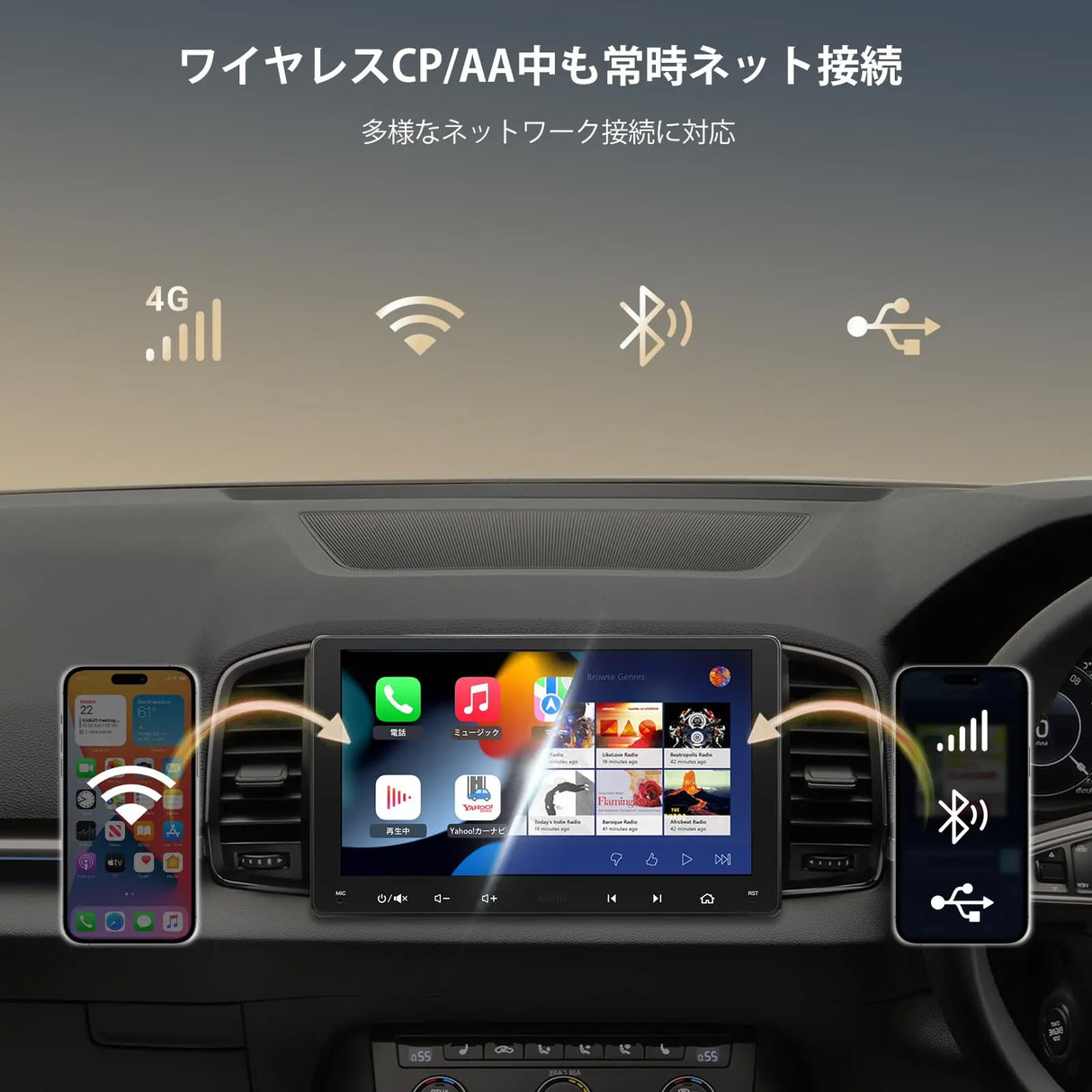 ATOTO S8G2A79UN 7" 2 Din ディスプレイオーディオ、Androidカーナビ、1080P フロント/リアカメラ、8コア 6GB+128GB、ワイヤレスCarPlay/Android Auto、4G内蔵、aptxHDデュアルBluetooth、Wi-Fi/USB テザリング、内蔵DSP・アンプ、GPS追跡、AI会話、MirrorLink、2分割画面、HDMI入力/出力対応