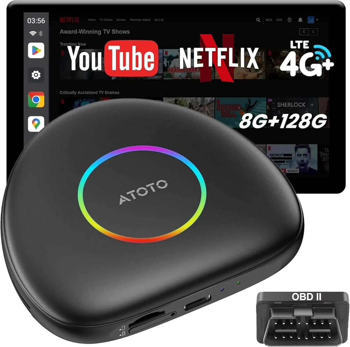 ATOTO CB6 Bluetooth CarPlay Adapter with OBDII, GPS, 8GB+128GB Storage ATOTO CB6 Bluetooth CarPlay Adapter with OBDII, GPS, 8GB+128GB Storage
