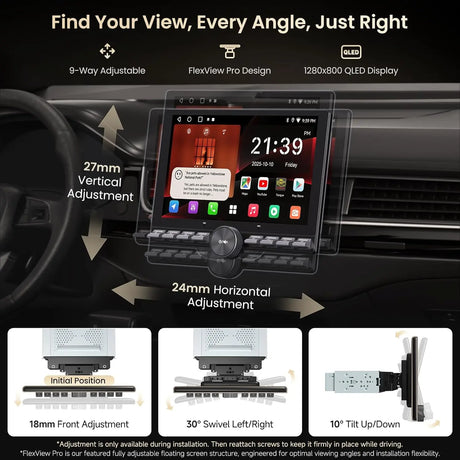 ATOTO A5LG110PT 10.1" QLED Floating Single & Double DIN Head Unit, Wireless CarPlay & Android Auto, Dual HDMI, Physical Buttons, AI DSP, GPS, Wi-Fi/USB Tethering, Split-Screen, 2G+32G