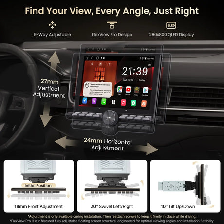 ATOTO A5LG110PT 10.1" QLED Single/Double DIN Car Stereo, Wireless CarPlay & Android Auto, Floating Touchscreen with Button, Wi-Fi/Bluetooth/USB Tethering, AI DSP, RCA, GPS, Dual HDMI, Split-Screen, MirrorLink, 2G+32G