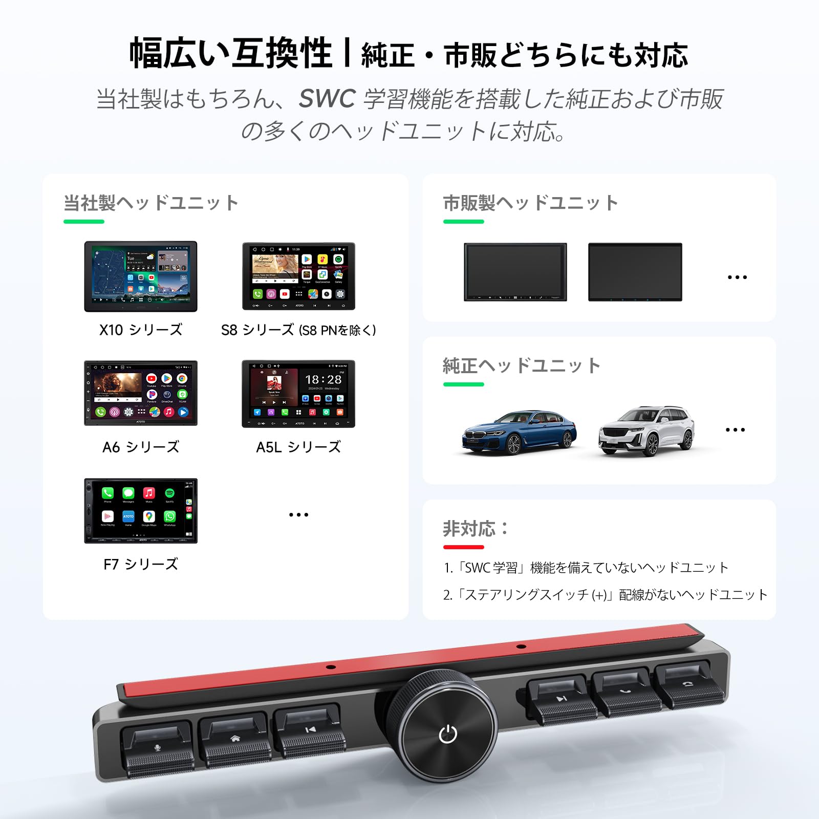 ATOTO AC-44F20 ワイヤレスリモコン バックライトキー SWC学習対応