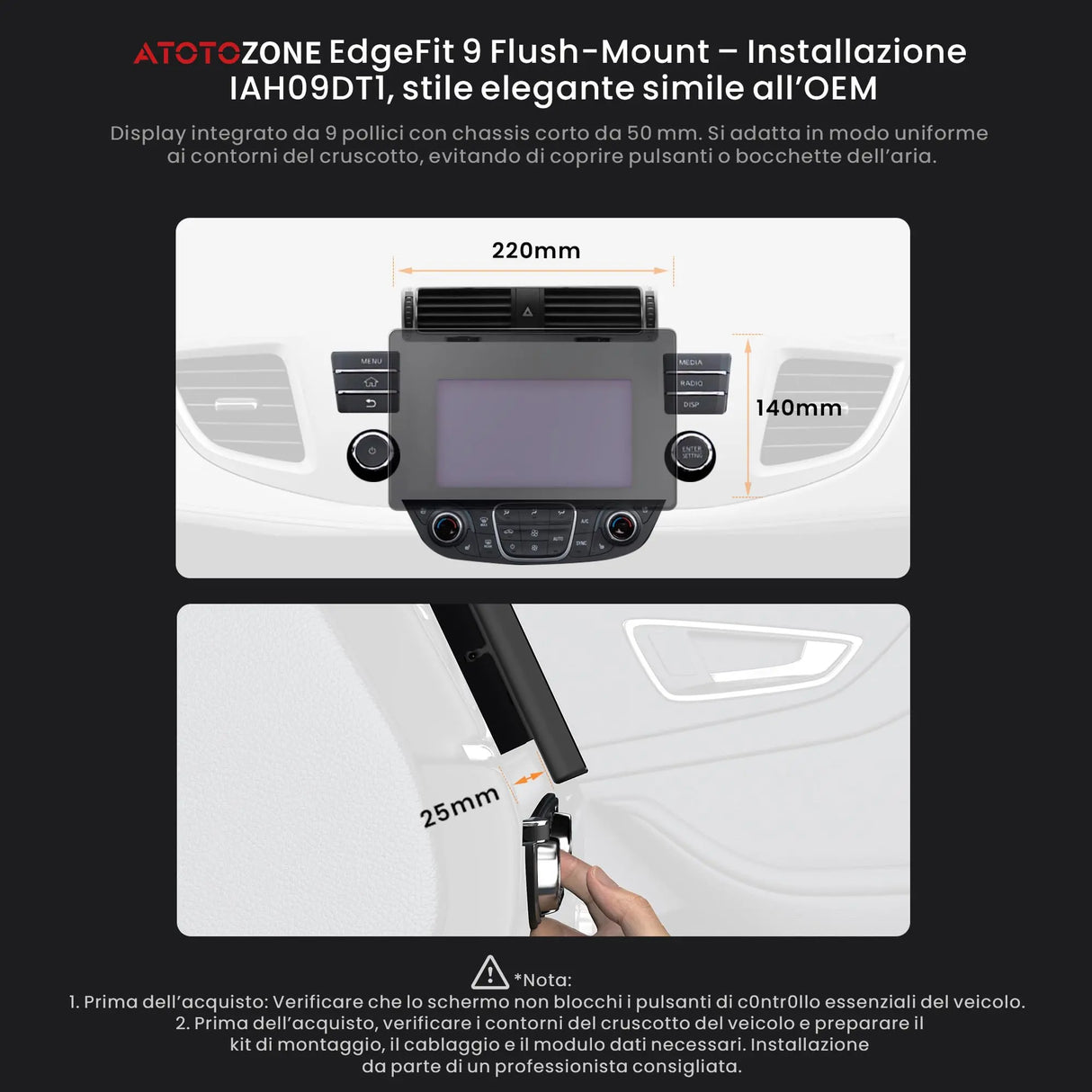 ATOTO X10DG209E Autoradio 2 DIN 9" QLED DAB, 8+128G, CarPlay Wireless, Android Auto Wireless, 4G LTE, Assistente Vocale AI, Tracciamento GPS, Doppio Microfono & Bluetooth, LRV, 36B-EQ, Ingresso HDMI