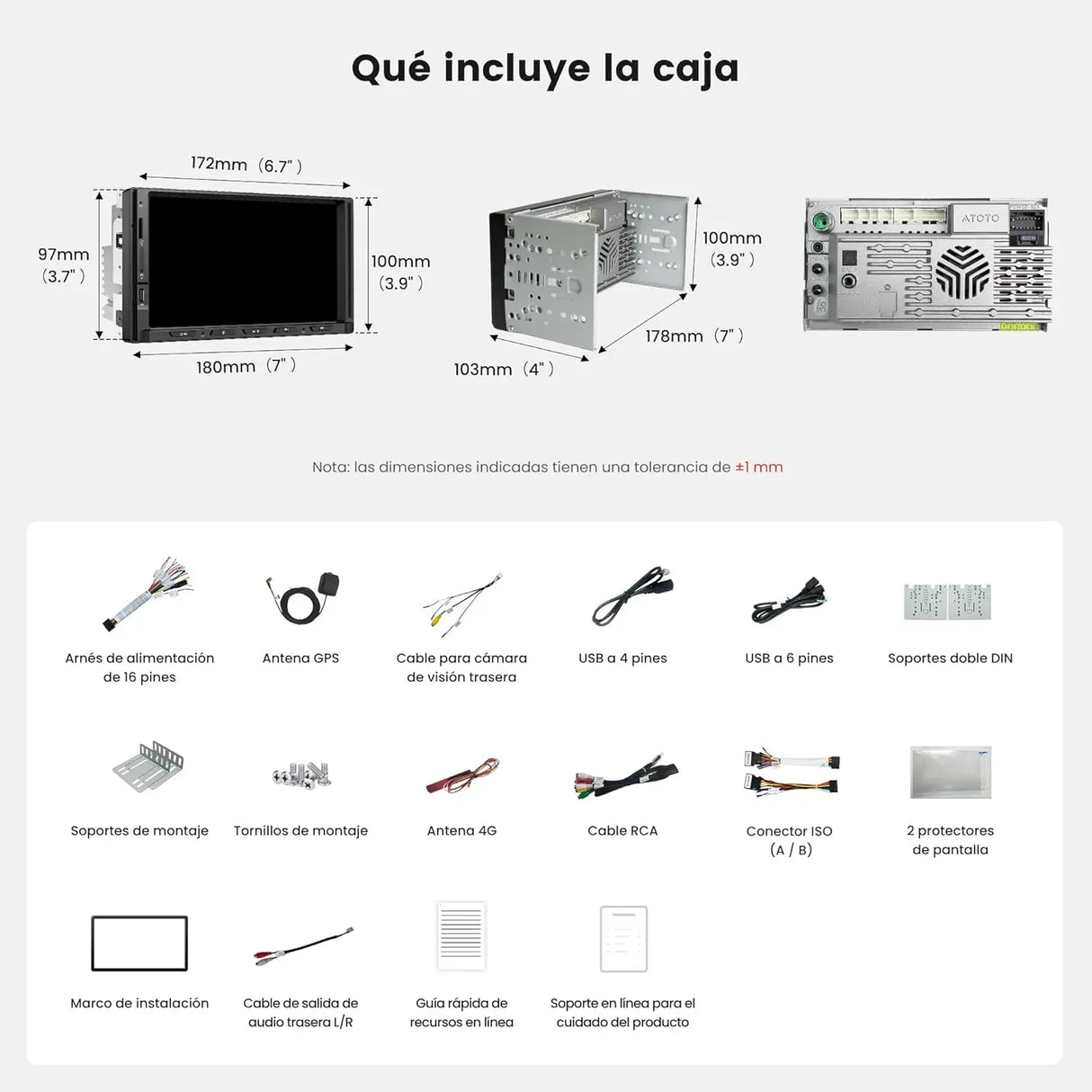 ATOTO S84G2D7PB 7" Autoradio Android 2 DIN con Pantalla Táctil, Iluminación Ambiental, Alerta de Colisión, Vigilancia de Aparcamiento, GPS Integrado, DSP Hi-Fi con Salida 4V