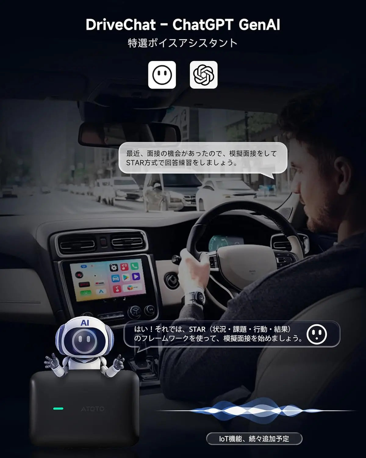 ATOTO CB4Bワイヤレスアダプター｜CarPlay対応・4G+32G・動画視聴可能
