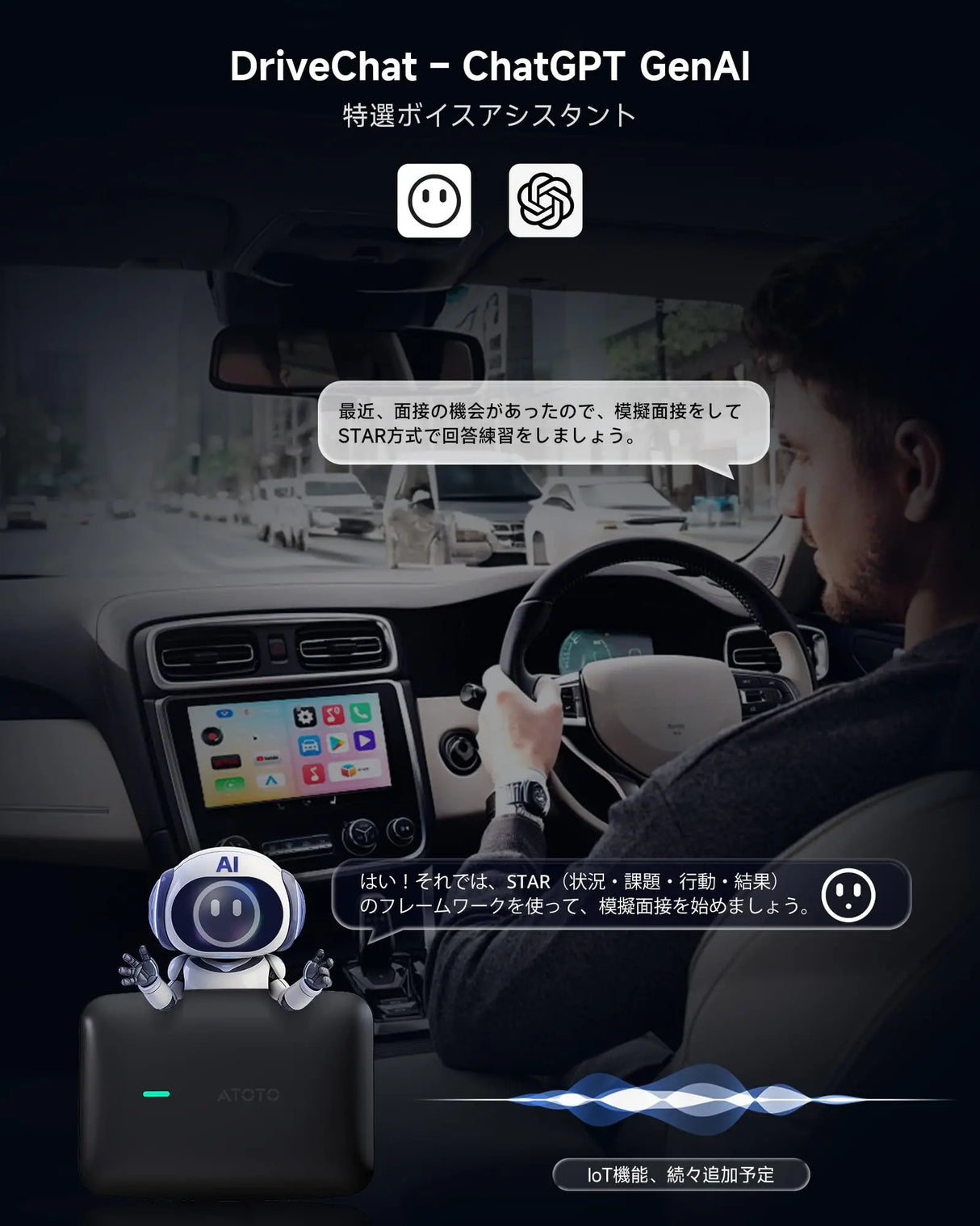 ATOTO CB4Bワイヤレスアダプター｜CarPlay対応・4G+32G・動画視聴可能