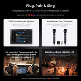 ATOTOEXCEL Drahtloses Mikrofon-Set, Zwei wiederaufladbare Handmikrofone mit Empfänger, 15m Reichweite, 6h Betrieb, Kompatibel mit V10-Serie Autoradios für Karaoke-Partys