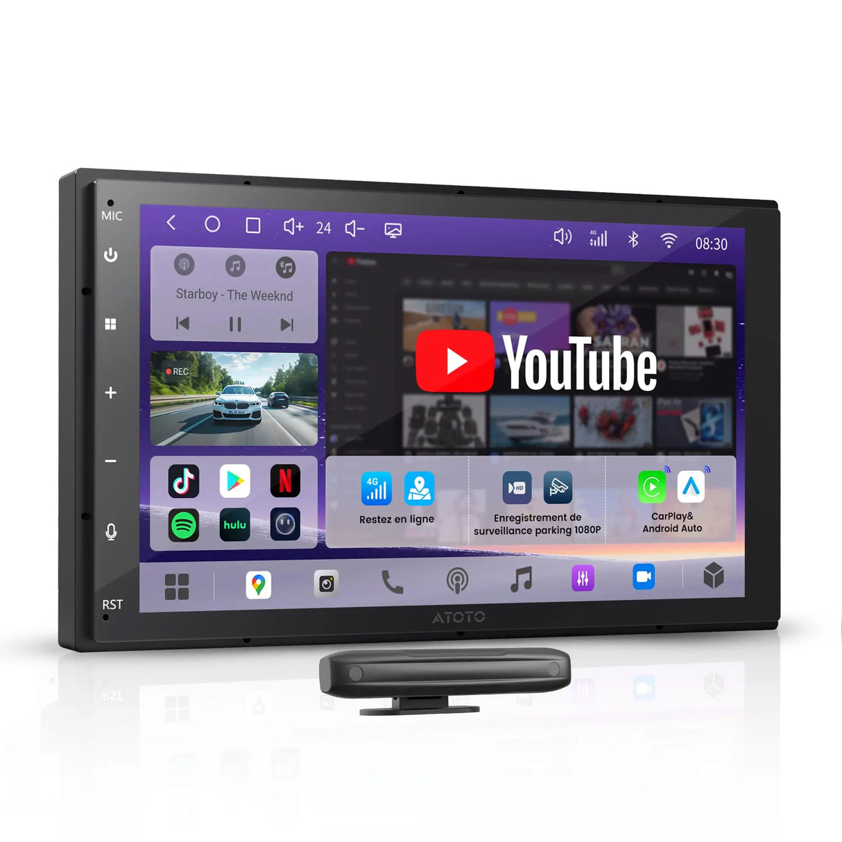 ATOTO S84G2B7P 7" Autoradio Android 2 DIN, CarPlay et Android Auto sans Fil, DSP Hi-Fi avec Sorties 4V, Chat IA, Suivi GPS, WiFi/Bluetooth/USB, 4G+64G