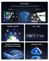 ATOTOOUT Carplay AI Box, Carplay sans Fil & Android Auto & Android 13 OS 2G+16G, Boîte de Diffusion de Voiture pour Youtube, Netflix et Plus Encore avec 4G/ WiFi/BT Double intégré, OTA, OBD II, Gris
