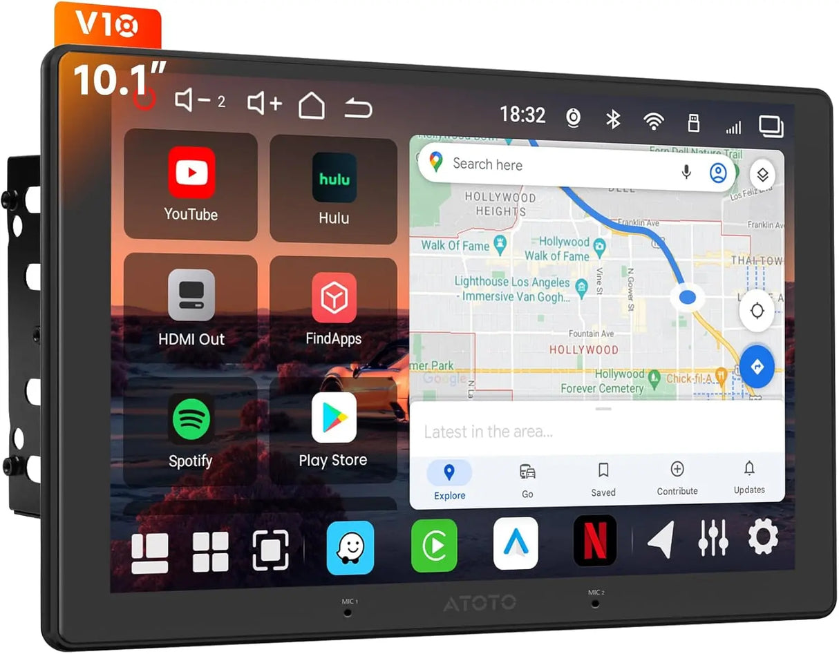 ATOTO V10G211OC 10-Zoll Android Doppel-DIN Autoradio, 6GB+128GB, Bluetooth 5.4/Wi-Fi, Wireless CarPlay & Android Auto